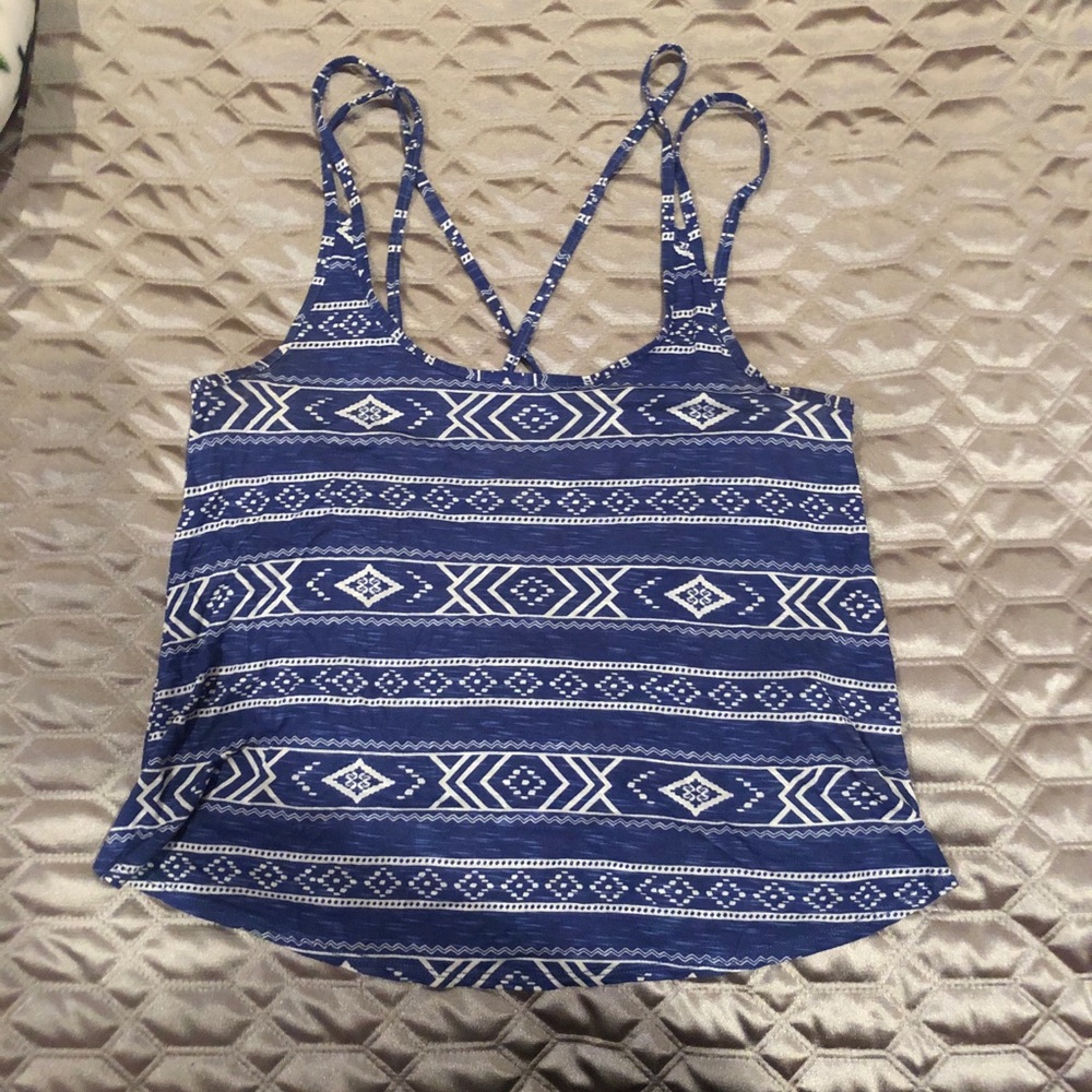 Blue tribal strappy tank